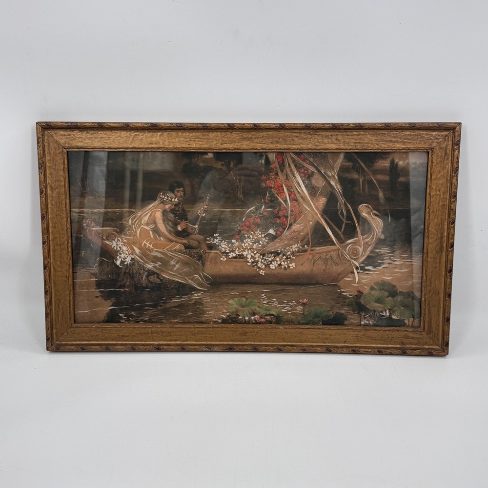 Antique Hand-Colored Bridal Song Print C.D. Weldon Campbell Art Co Framed